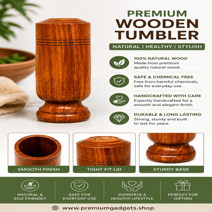🌿 Premium Wooden Tumbler – Pack of 2